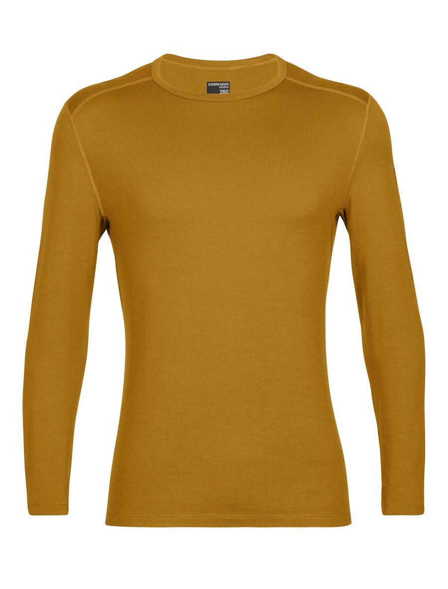 Men's Icebreaker Merino 260 Tech Long Sleeve Crewe Thermal Top Base Layers Clove | CA 1553VRWD